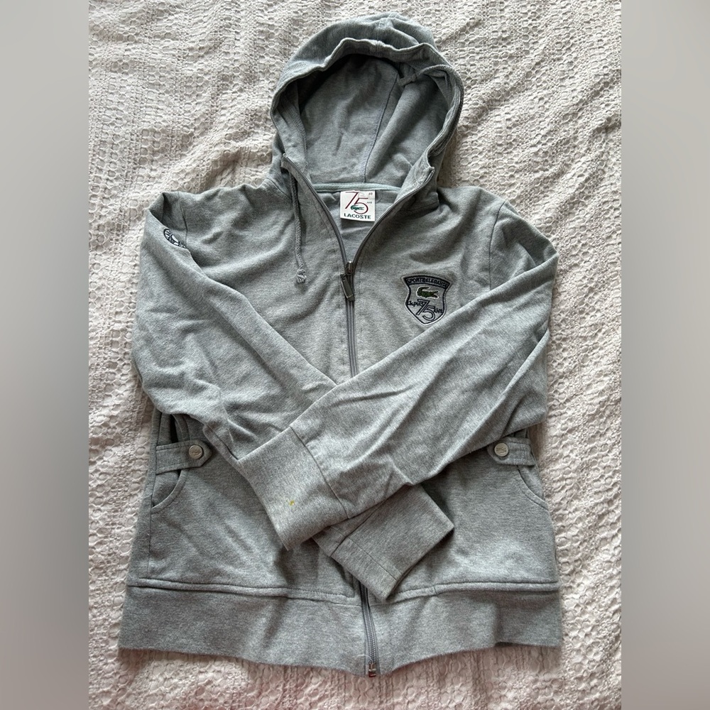 75th anniversary Lacoste vintage Gray Hoodie